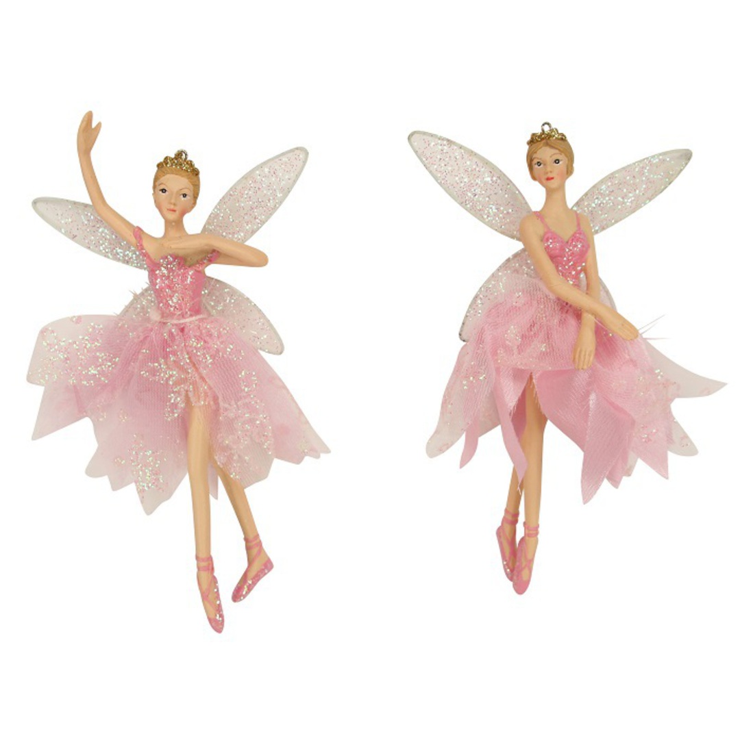 Hanging Resin Ballerina Fairy Pink Fabric image 0